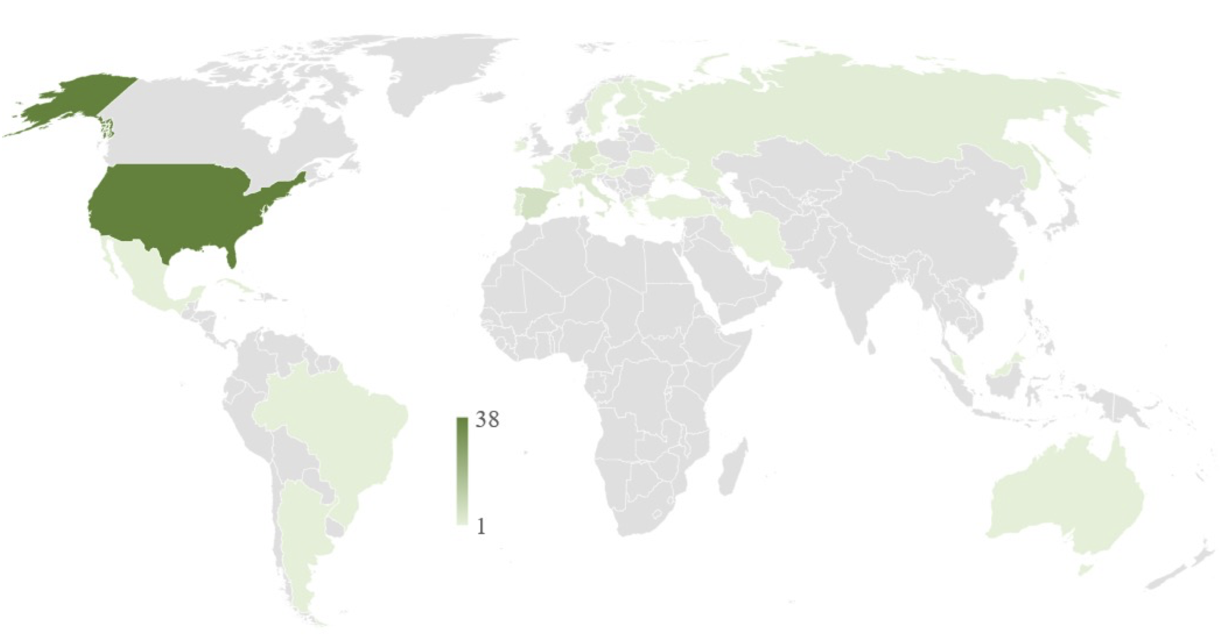 Publicaciones por países en Scopus 2000-2007