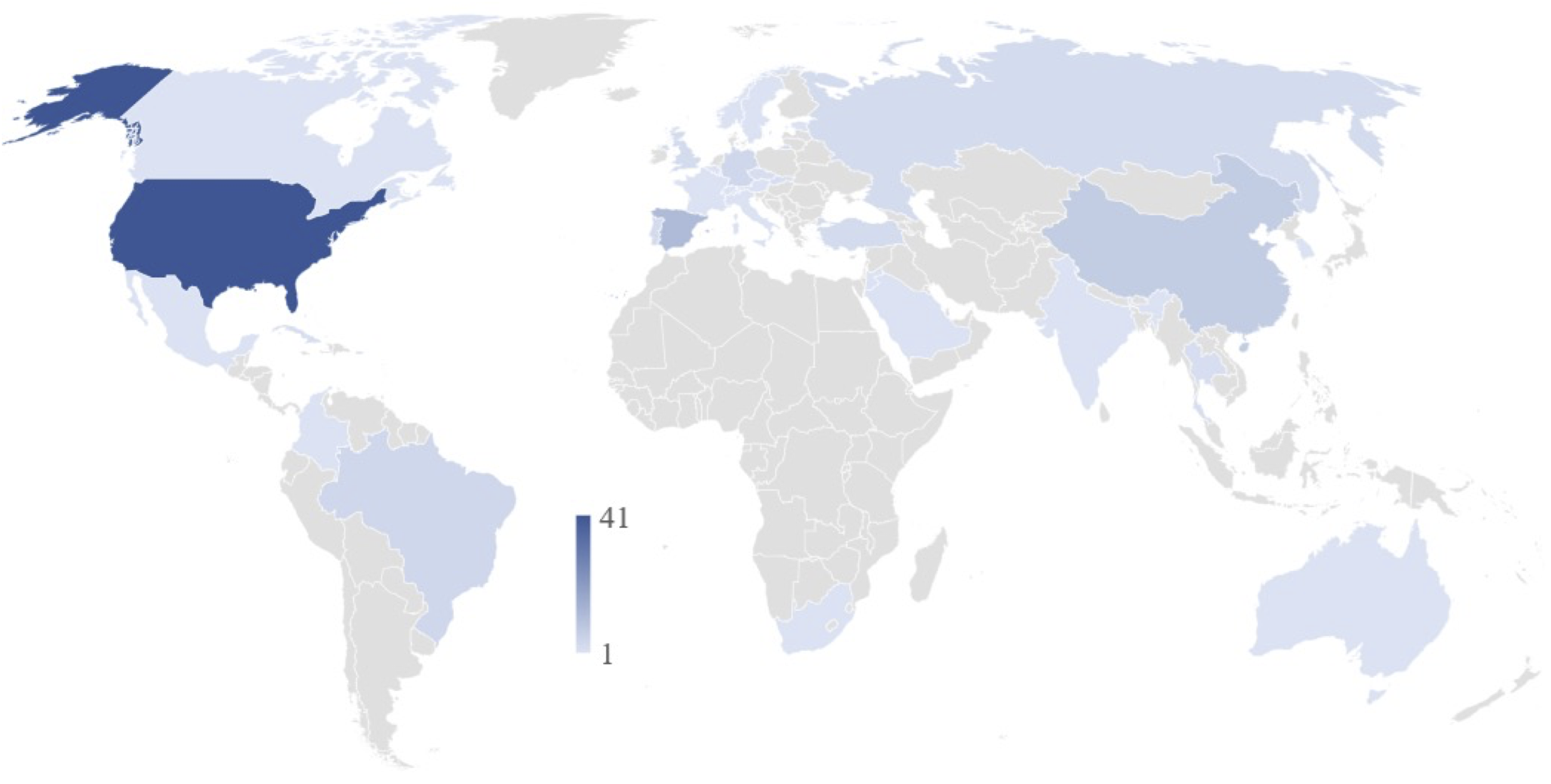 Publicaciones por países en Scopus 2008-2014