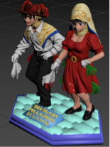 Modelado de bailadores de Pareja de Línea para impresión 3D